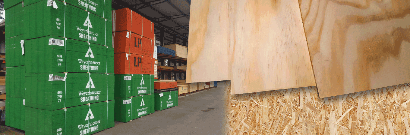 plywood stacks and sheets of acx plywood